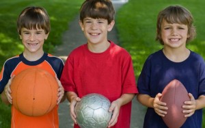 3 boys with sports