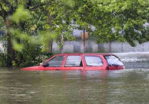 flooded car